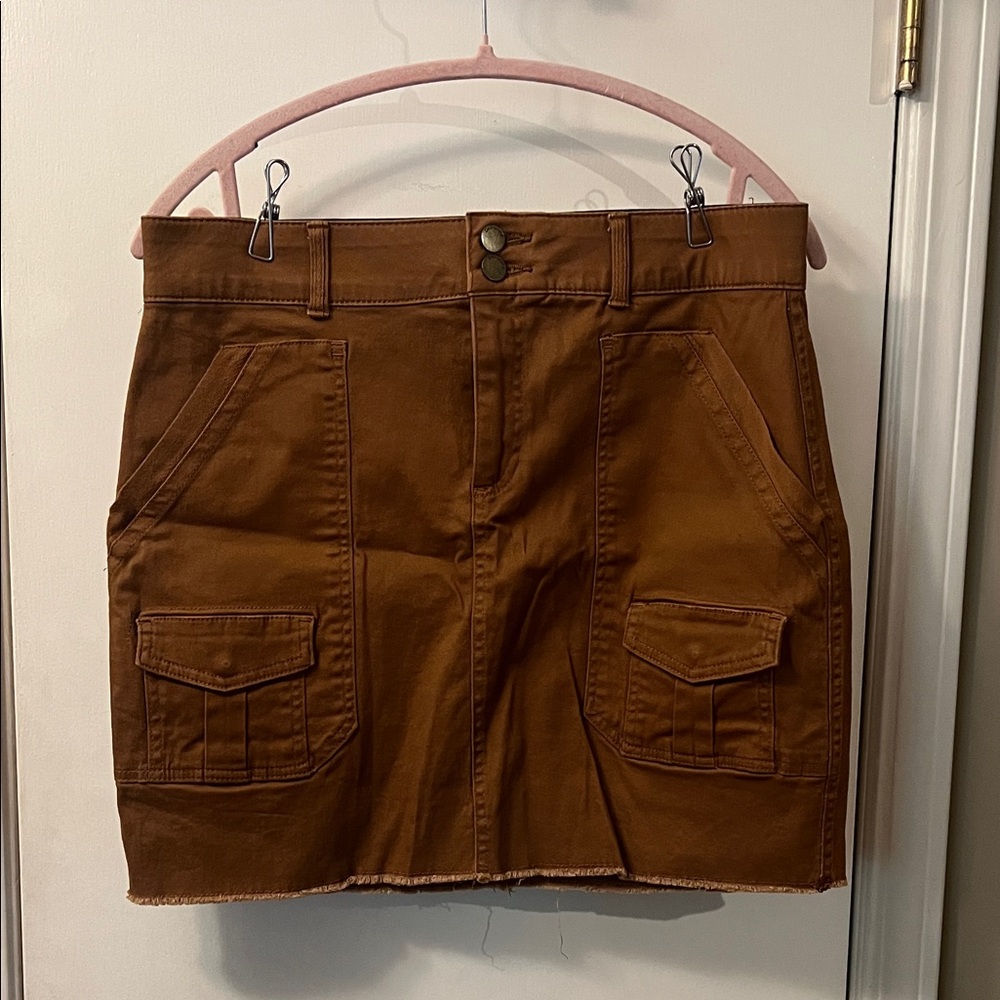Democracy “Absolution” Rich Brown Mini Stretch Skirt w/utility pockets